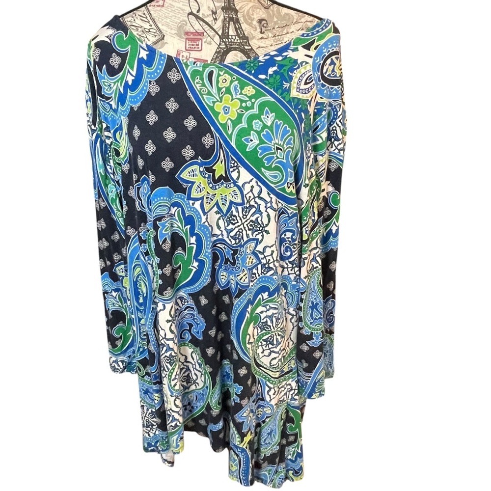 Ruby Rd. Blue and Green Paisley Top